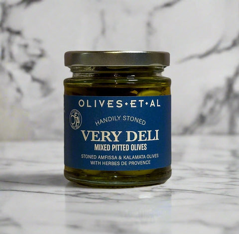 Very Deli Mixed Pitted Olives in a Jar for Retail Wholesale